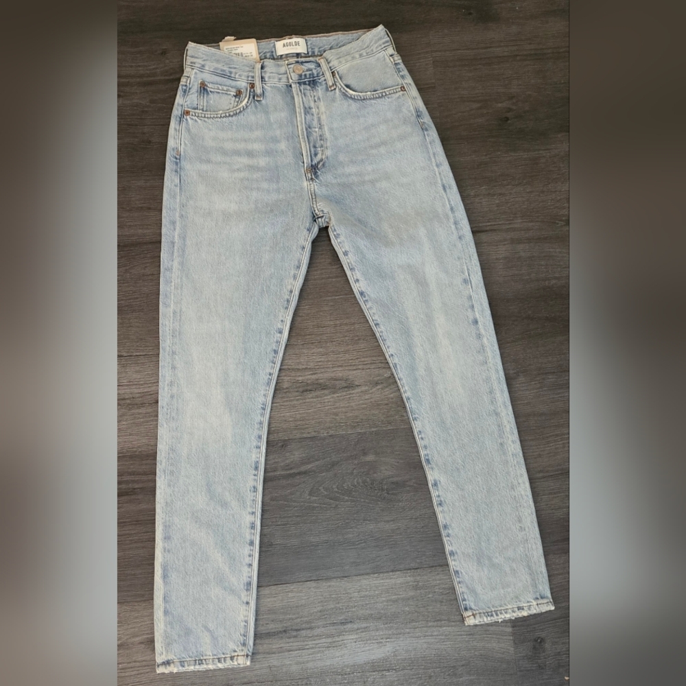 AGOLDE Austin Mid Rise Tapered Slim Jeans in Lost